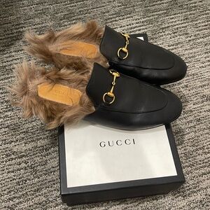 Gucci princetown mule black with fur EU 39.5